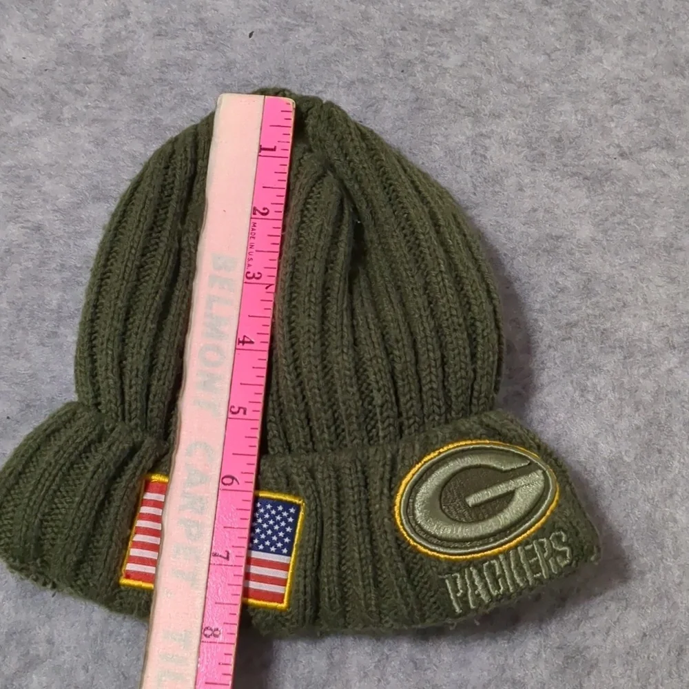 NFL ARMY GREEN  Packers lined winter Youth beanie USA Flag New Era